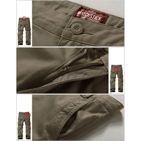 Matchstick Men's Retro Relaxed Plus Size Cargo Pants with Multi Pockets 4XL NWT - Picture 5 of 11